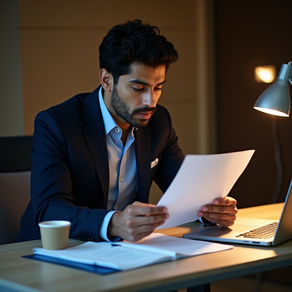 Юрист анализирует финансовые документы клиента